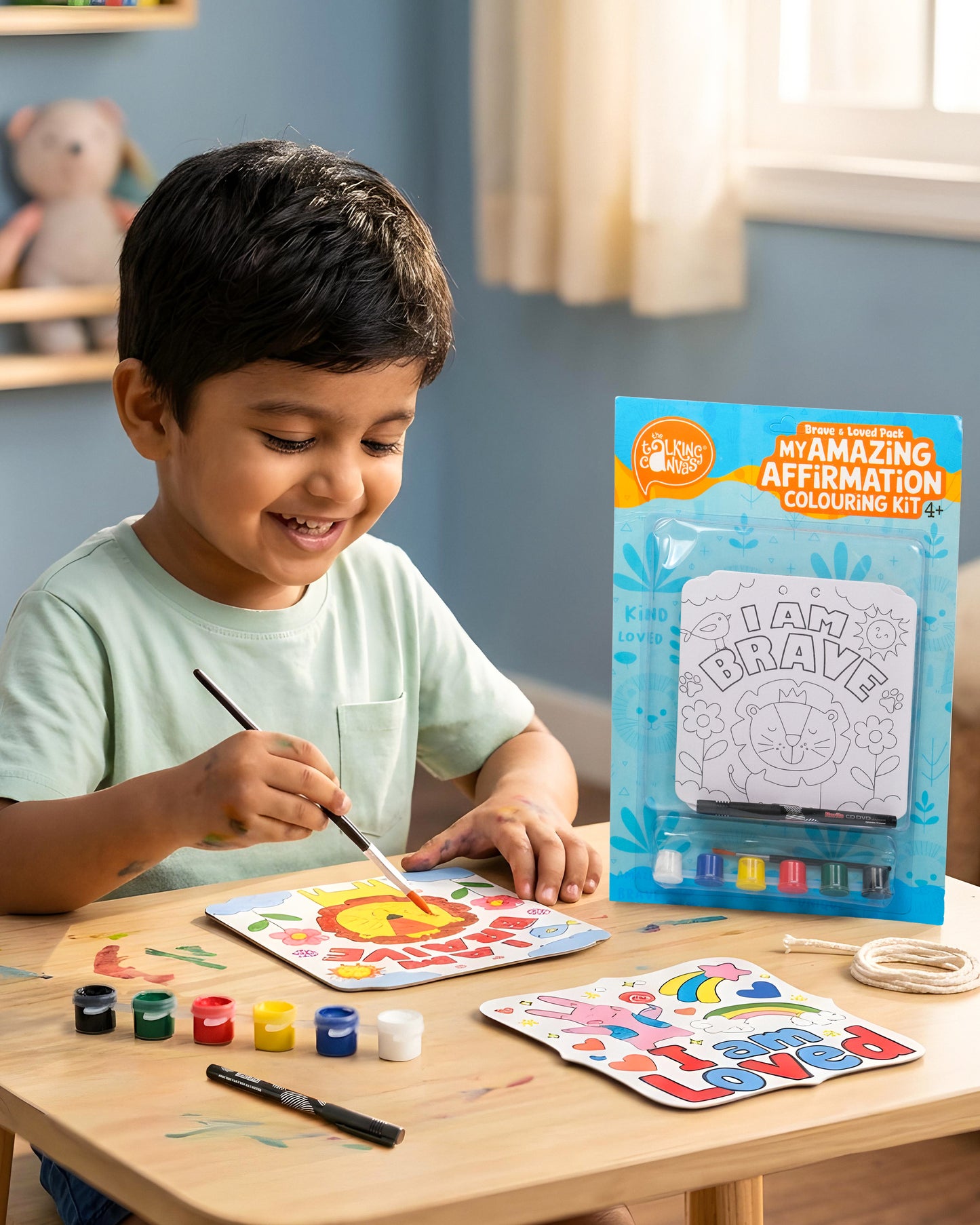 Affirmation Colouring for Kids – I Am Brave, I Am Loved | Kids DIY Art Kit