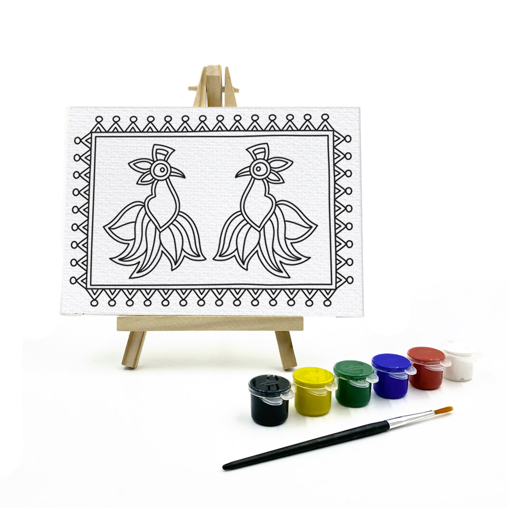 Madhubani Canvas Painting for Kids - Bird Theme