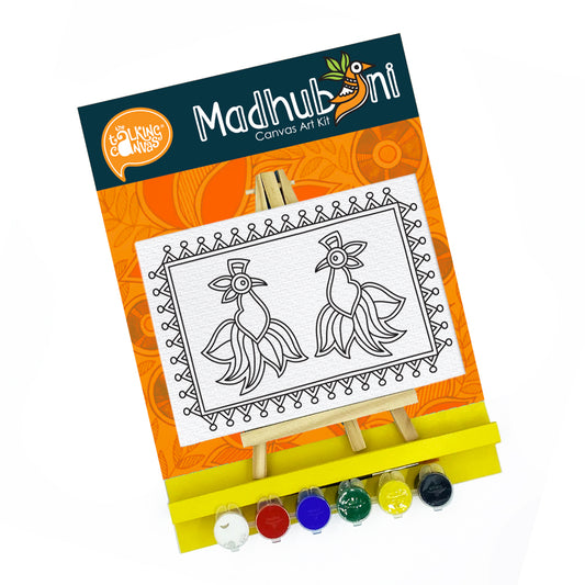 Madhubani Canvas Painting for Kids - Bird Theme