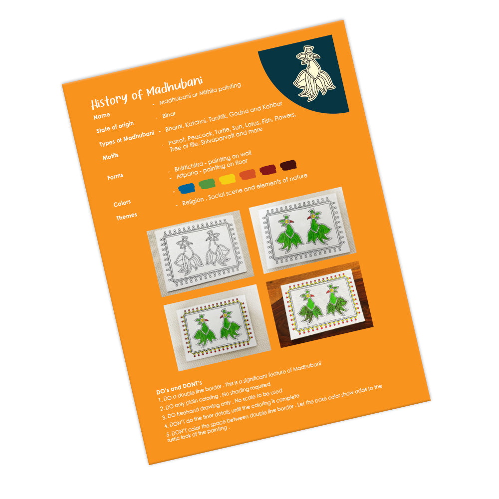 Madhubani Canvas Painting for Kids - Bird Theme