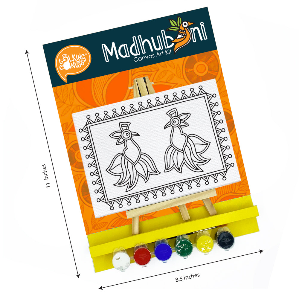 Madhubani Canvas Painting for Kids - Bird Theme