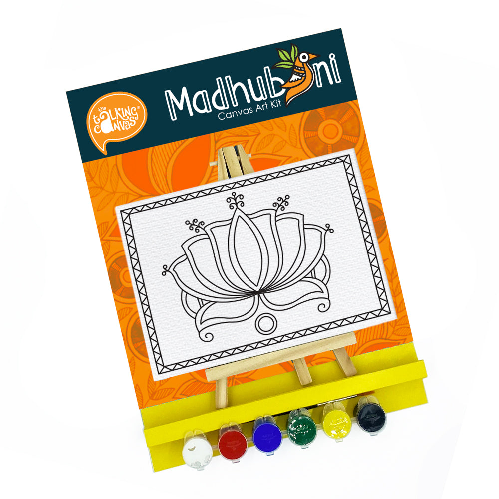 Madhubani Flower Painting for Kids - Lotus Theme