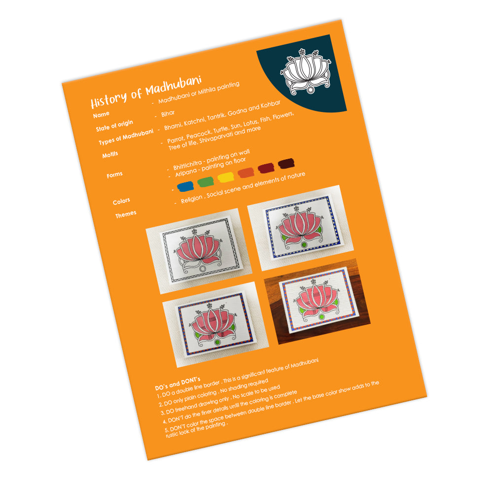 Madhubani Flower Painting for Kids - Lotus Theme