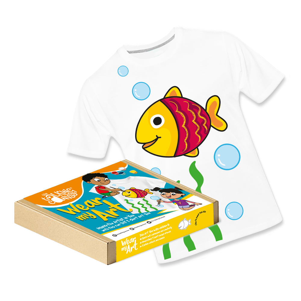 Wear My Art DIY Kit-Kids T-Shirt-Fish Stencil