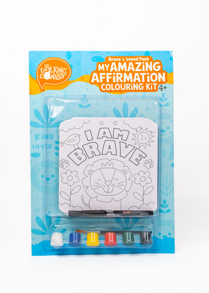Affirmation Colouring for Kids – I Am Brave, I Am Loved | Kids DIY Art Kit