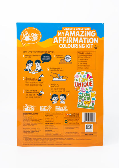 Affirmation Colouring Kit for Kids- I Am Unique, I Can Grow | Kids DIY Art Kit