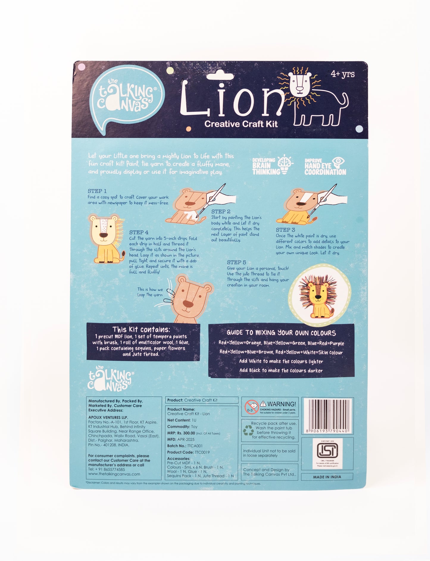 Lion Creative Craft Kit for Kids | DIY Paint & Thread Art Activity