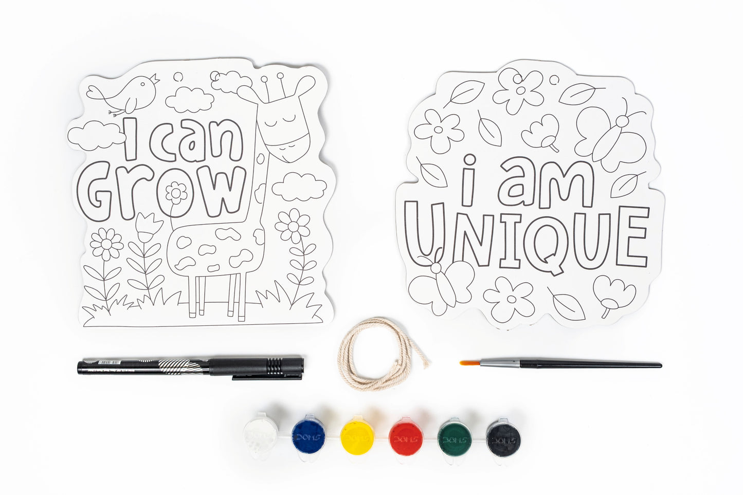 Affirmation Colouring Kit for Kids- I Am Unique, I Can Grow | Kids DIY Art Kit