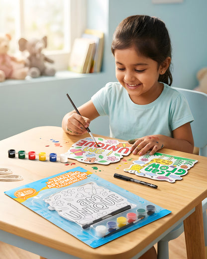 Affirmation Colouring Kit for Kids- I Am Unique, I Can Grow | Kids DIY Art Kit